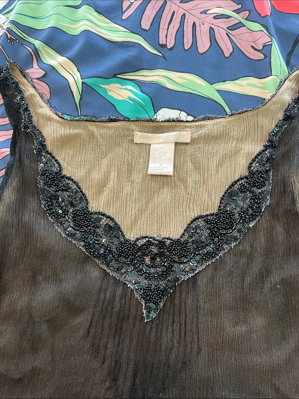 Beaded silk tank top - Picture 2 of 6